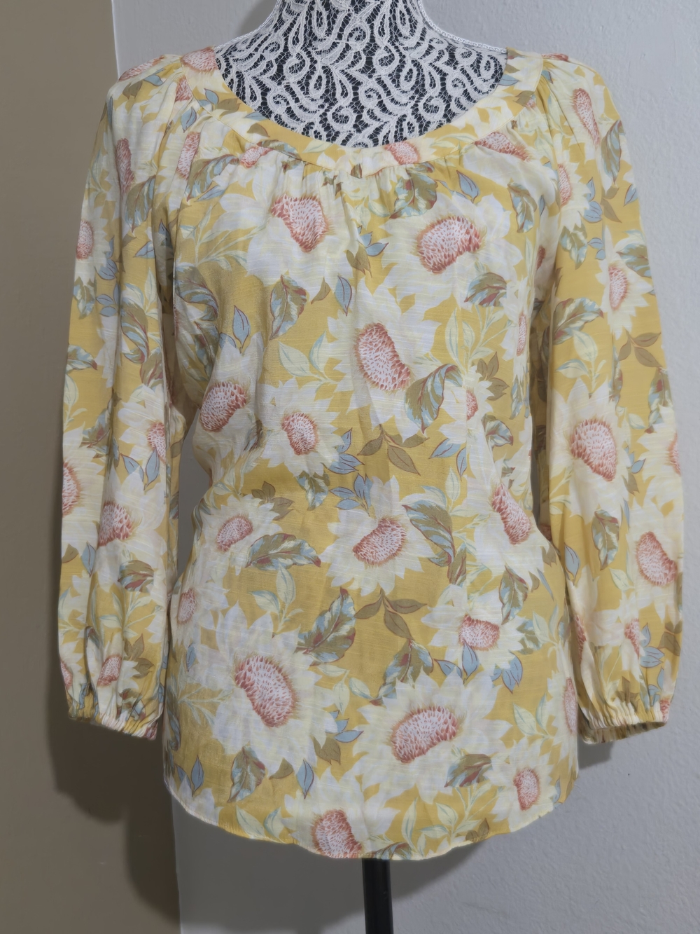 LC Lauren Conrad Yellow Floral Peasant Blouse